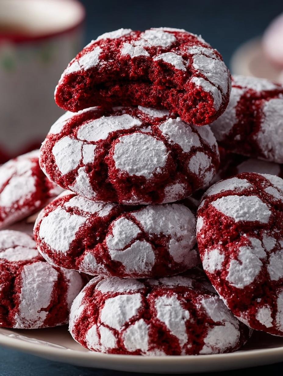 Red Velvet Crinkle Cookies